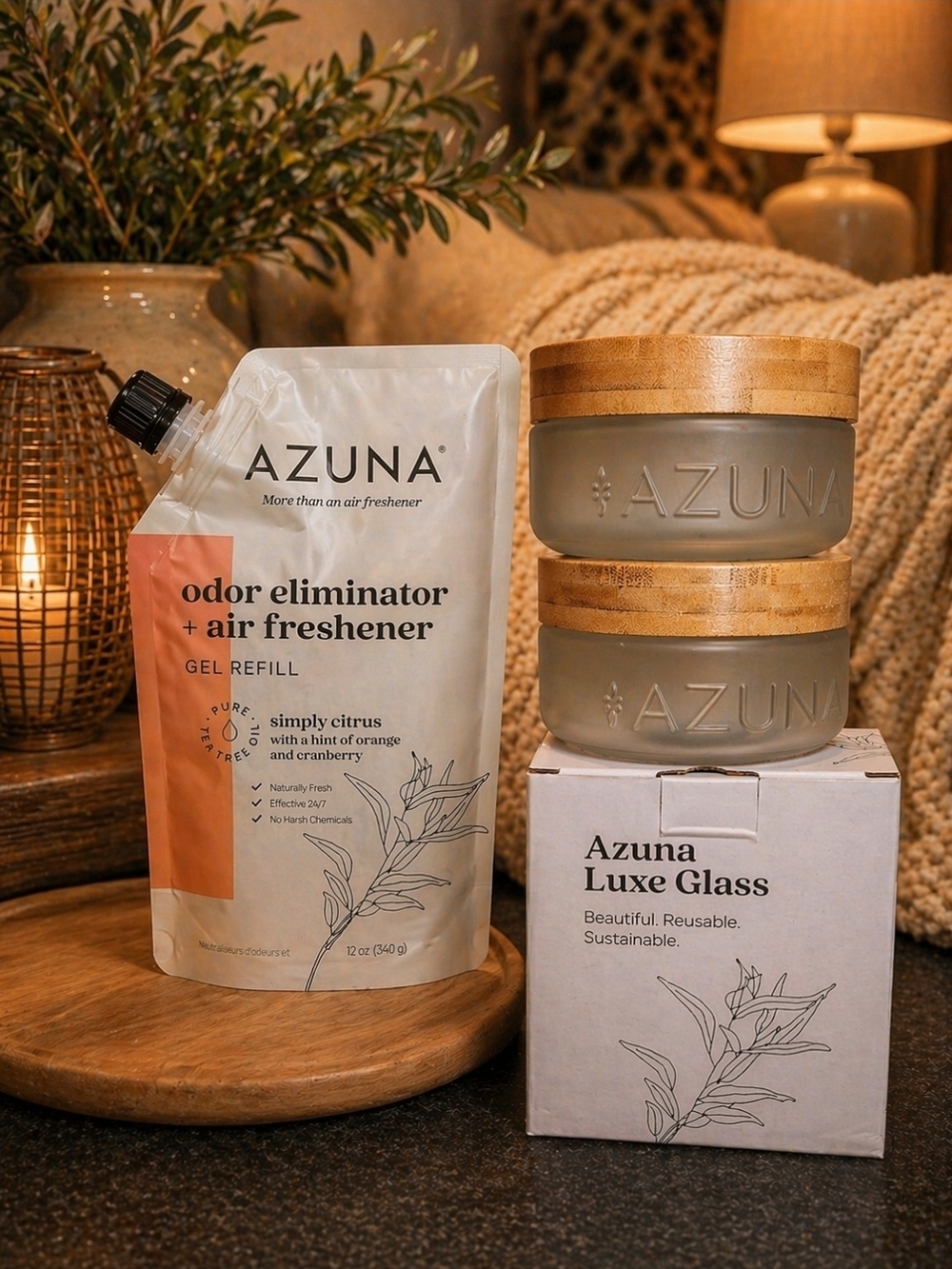 Azuna Air Freshener & Odor Eliminator for Strong Odor | 2 Room Kit Includes NIB